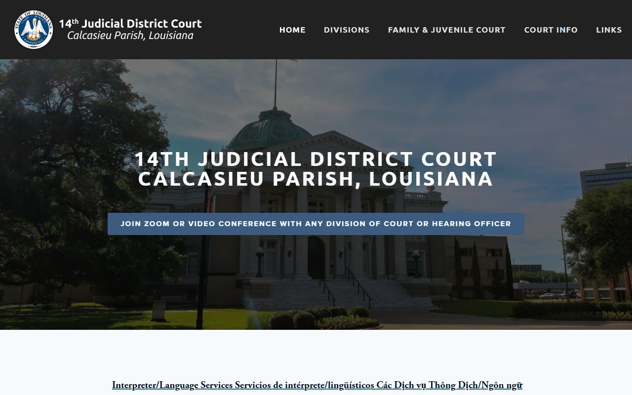Calcasieu Parish court records after arrest through the 14th Judicial District Court